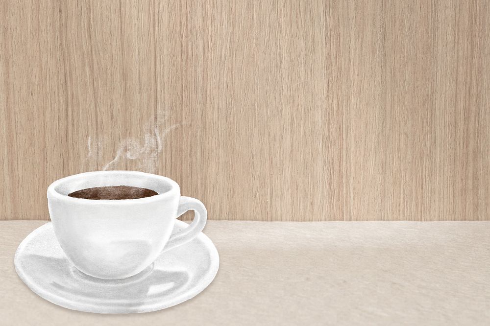 Coffee aesthetic background, wooden texture, editable design