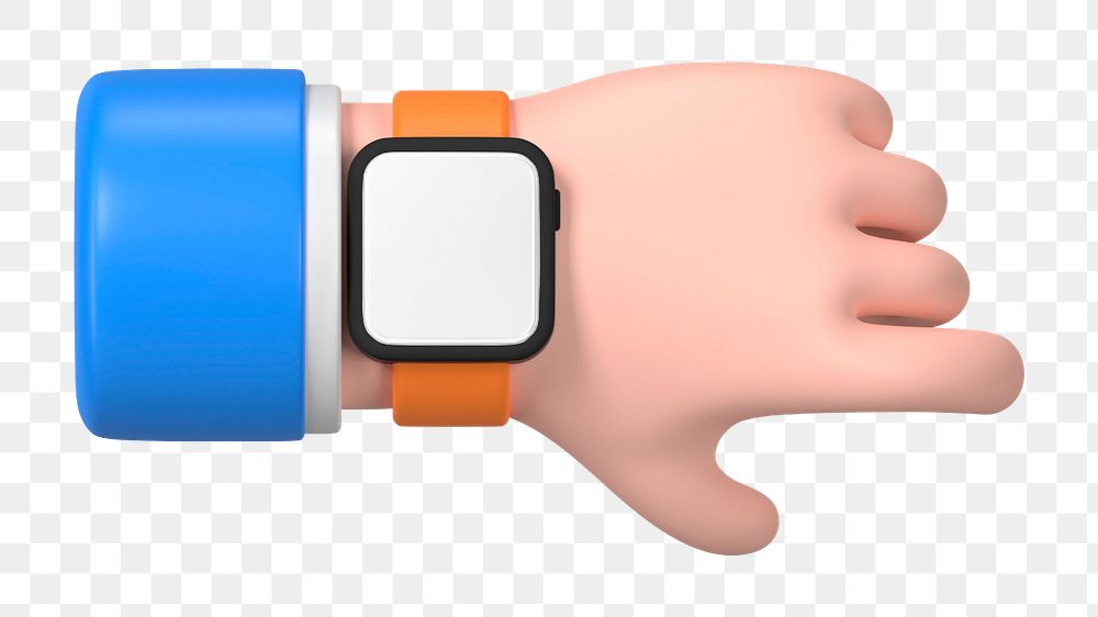 Smartwatch screen editable mockup element, 3D hand illustration