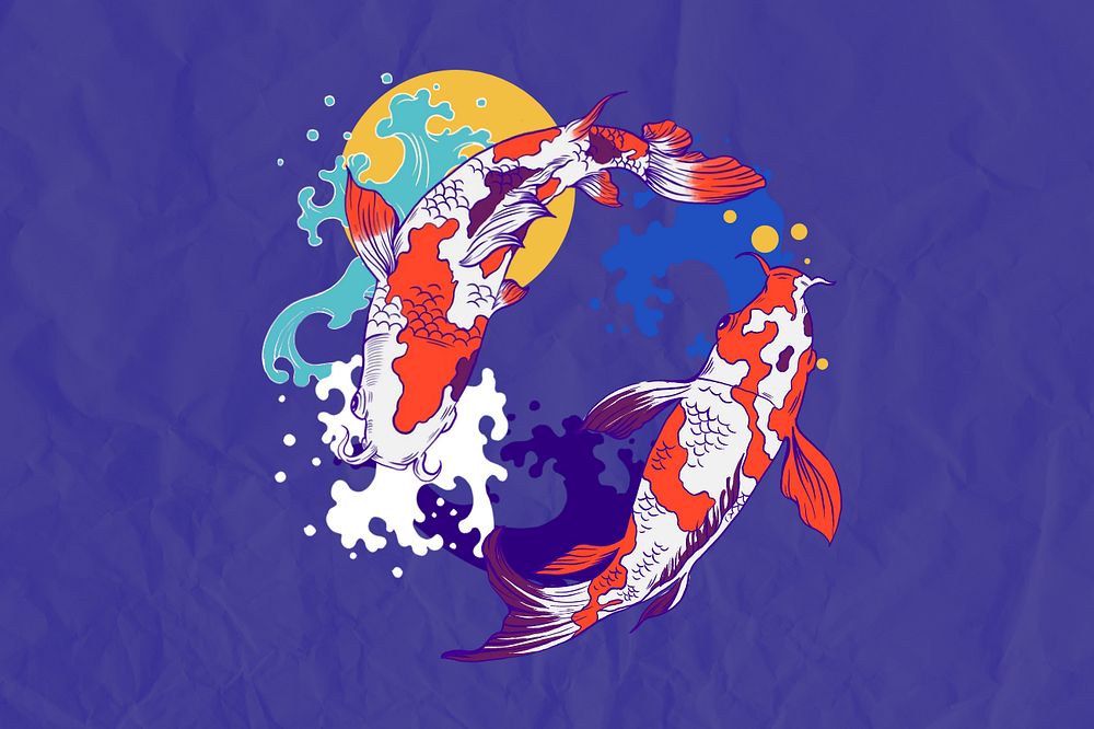 Koi carp fish background, Japanese oriental illustration, editable design