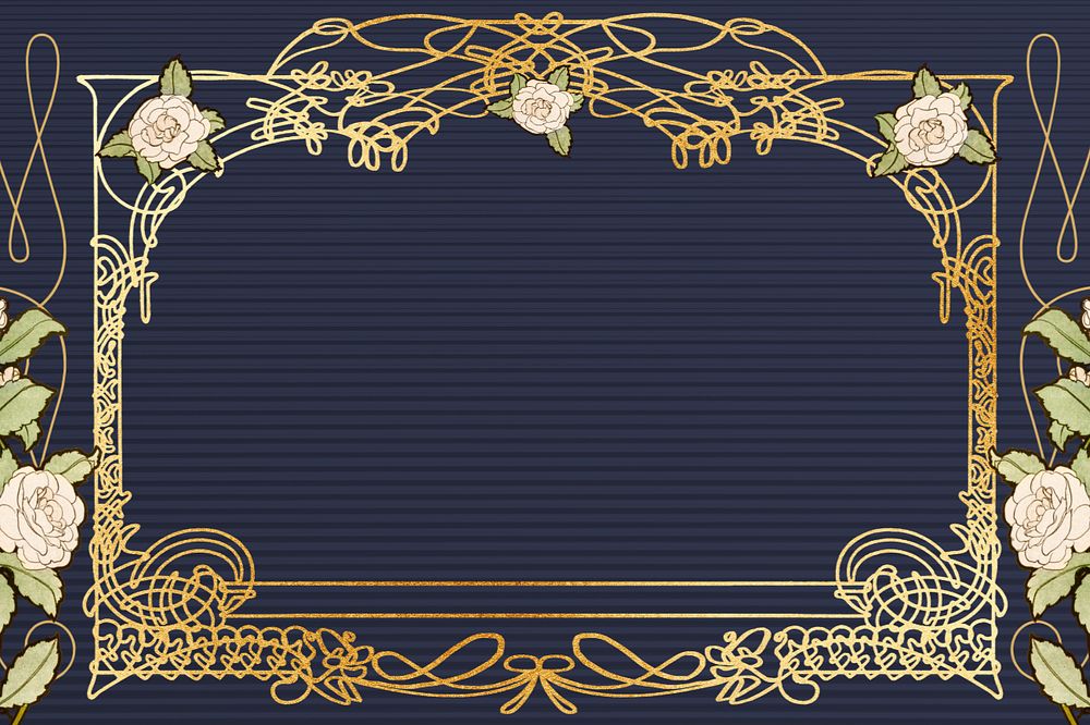 Floral ornament frame background, gold luxury design, remixed by rawpixel, editable design