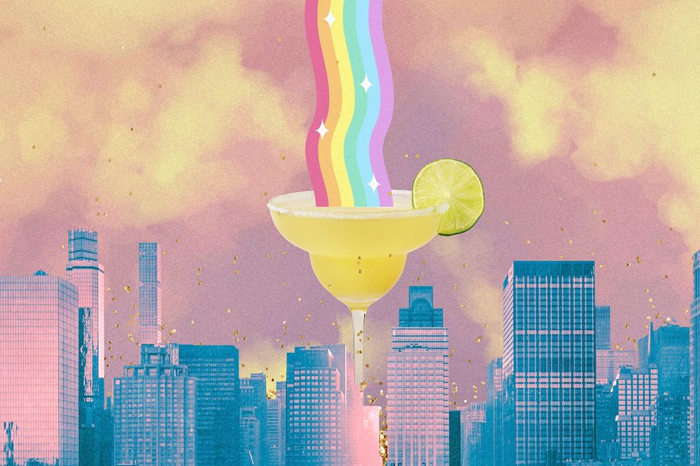 Aesthetic colorful cocktail background, rainbow design