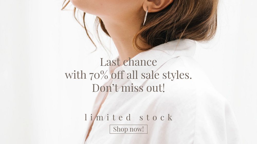 Fashion sale blog banner template, minimal editable design