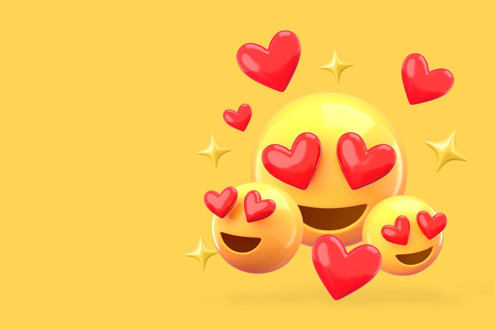 Heart eyes emoticons background, Valentine's Day celebration