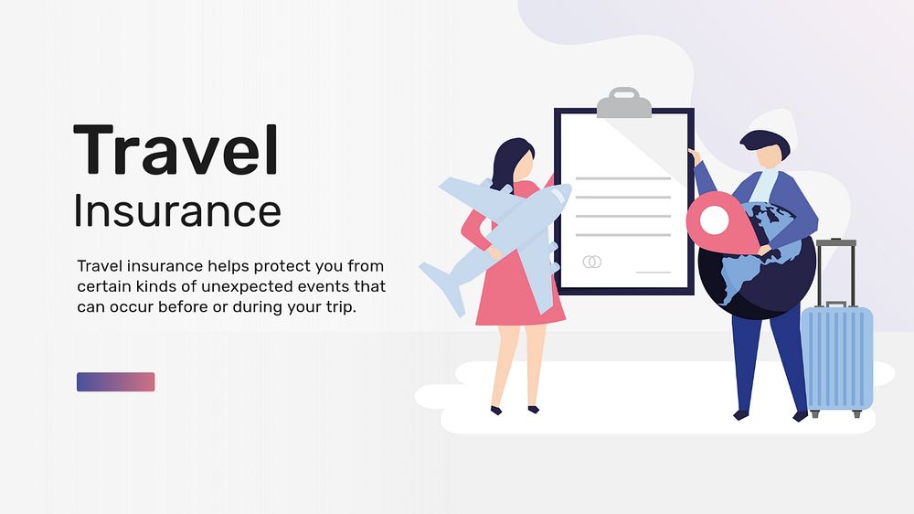 Travel insurance blog banner template, flat graphic & editable text