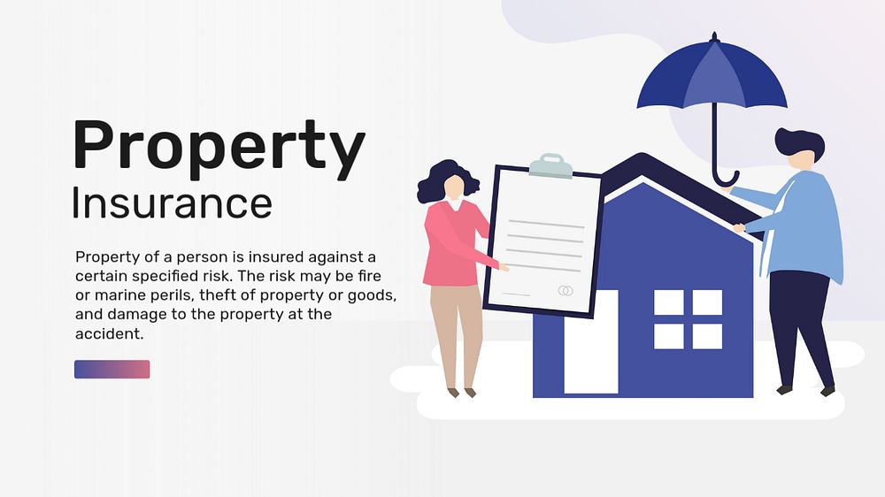 Property insurance blog banner template, flat graphic & editable text