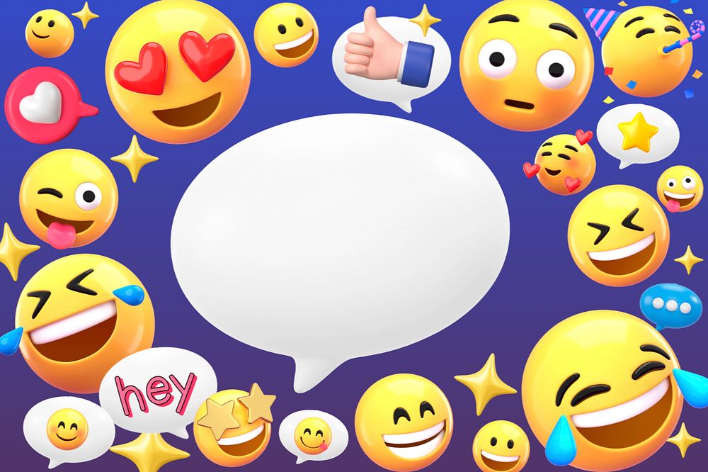 Flirting emoticons frame background, cute 3D, editable design