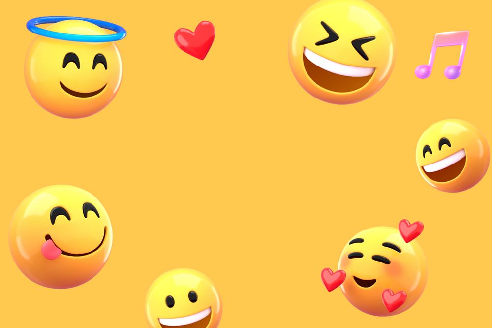 3D emoticons background, yellow, editable design