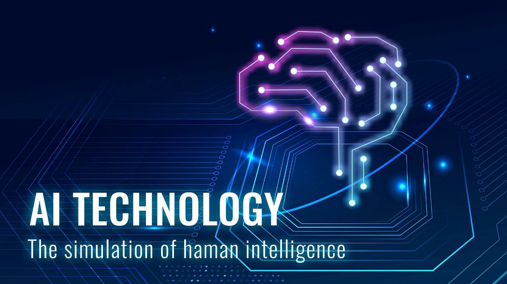 Artificial intelligence blog banner template, editable technology design