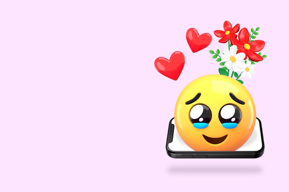 Teary eyes emoticon background, Valentine's Day celebration