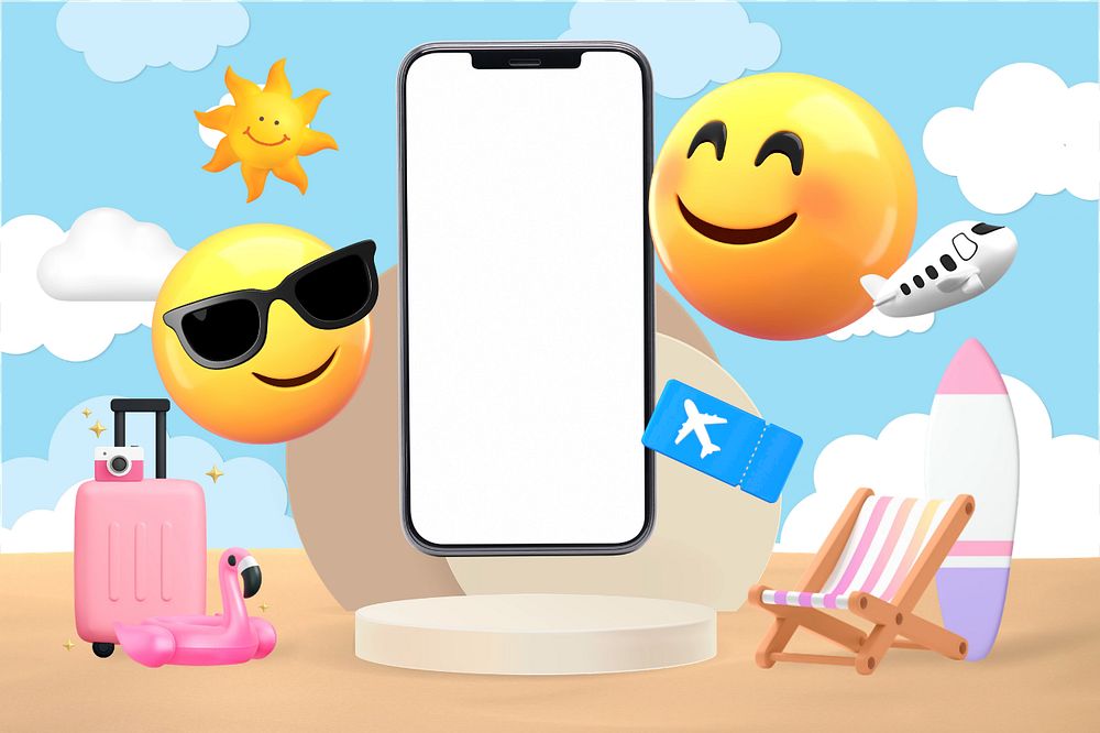 3D travel emoticons, online business illustration