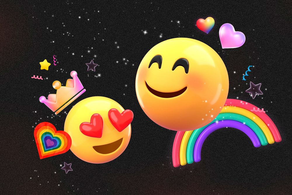 LGBTQ love 3D emoticon, pride month background