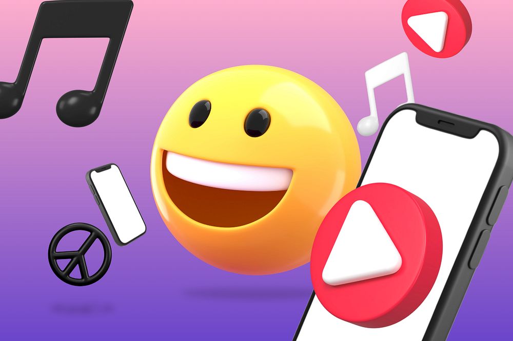 3D emoticon enjoy music illustration