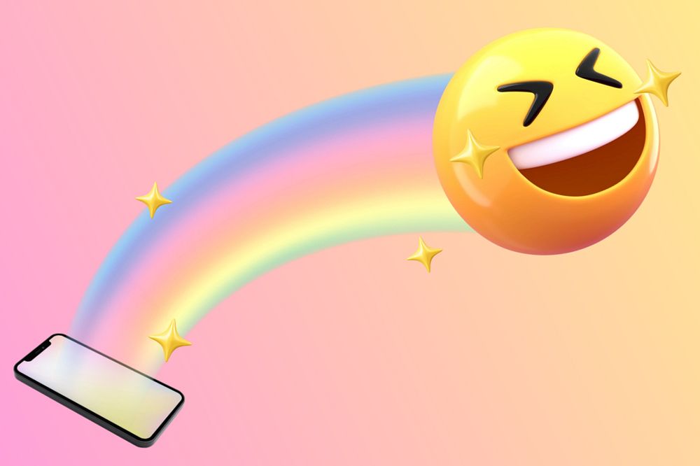 Cute happy emoticon background, 3D rendering, editable design