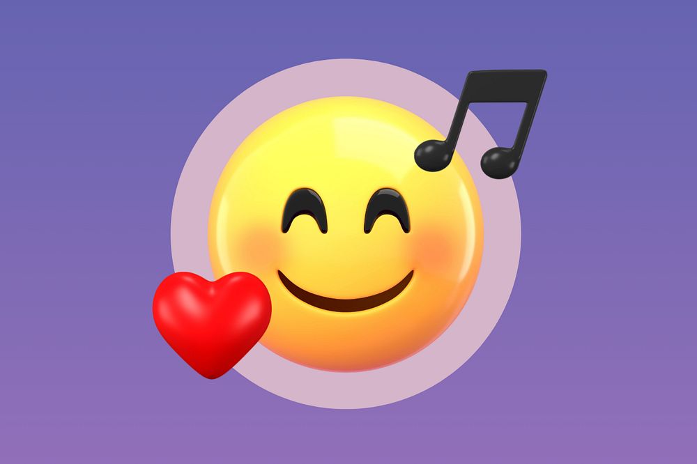 3D emoticon, music lover illustration