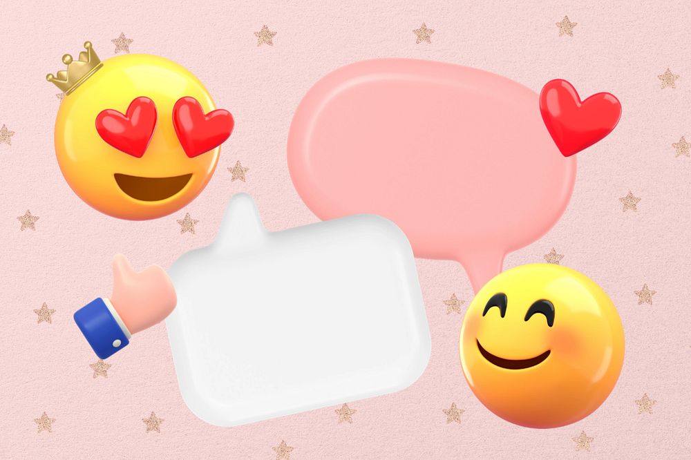 3D love emoticons, flirting messages illustration