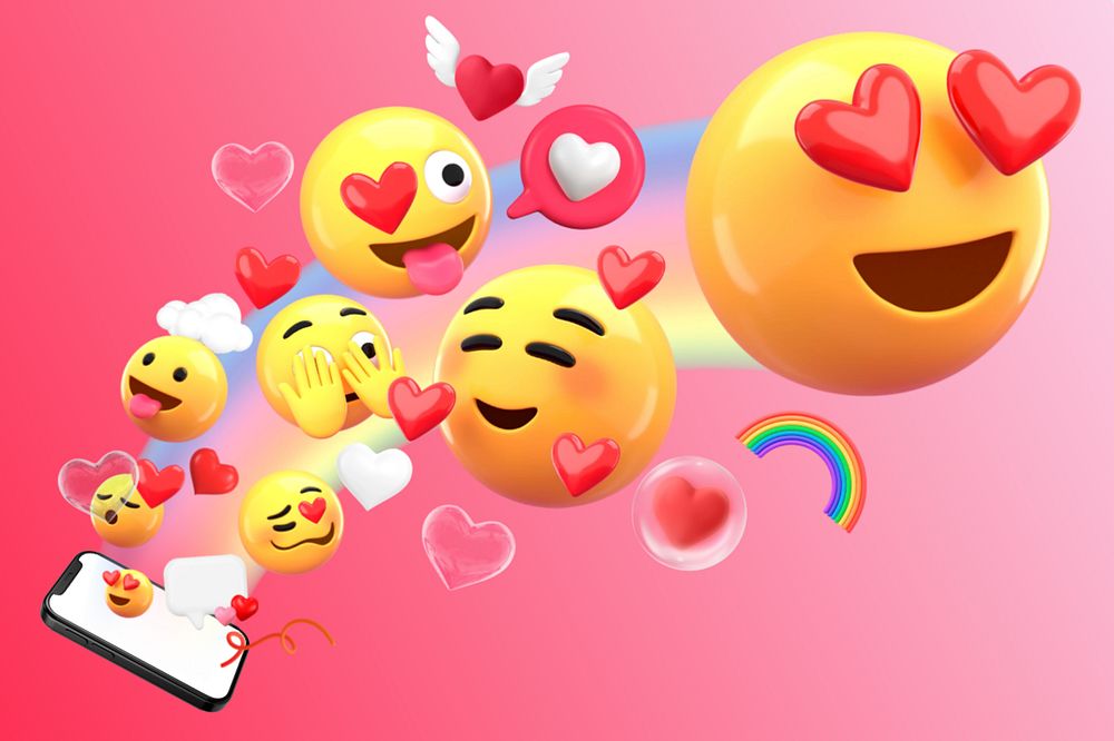 3D love emoticons, social media illustration