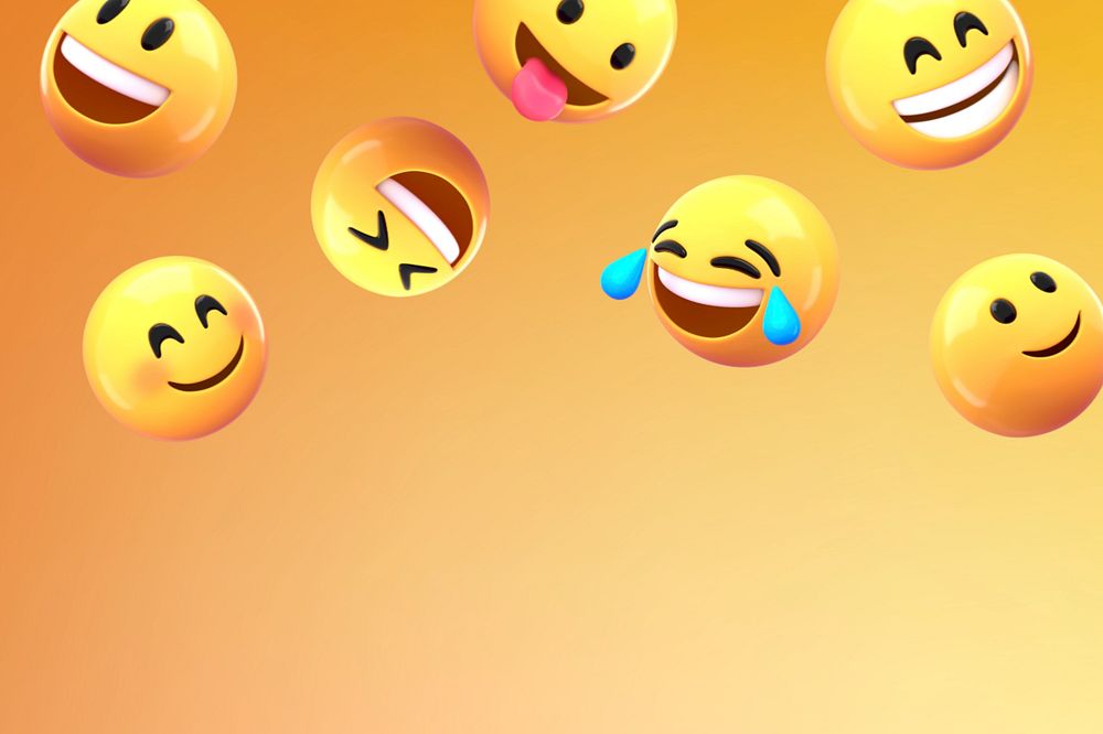 3D emoticons background, yellow, editable design