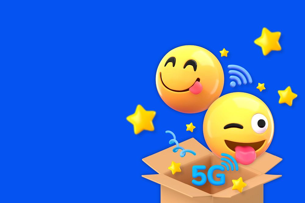 5G happy emoticons background, communication concept