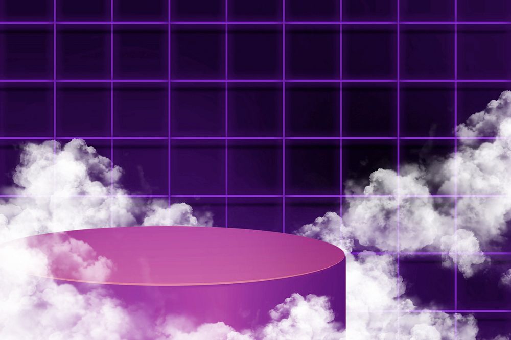 Purple product backdrop, 3D neon editable design