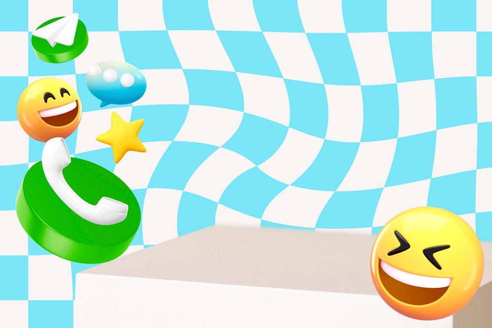 Distorted emoticons background, cute 3D, editable design