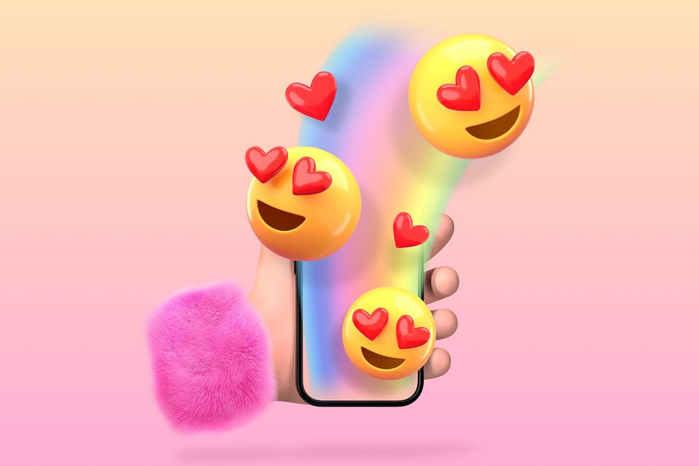 3D emoticon illustration, social media engagement