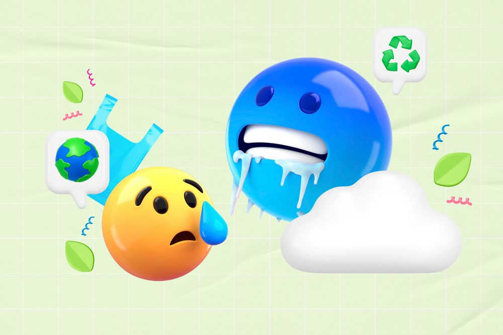 3D climate change emoticon illustration