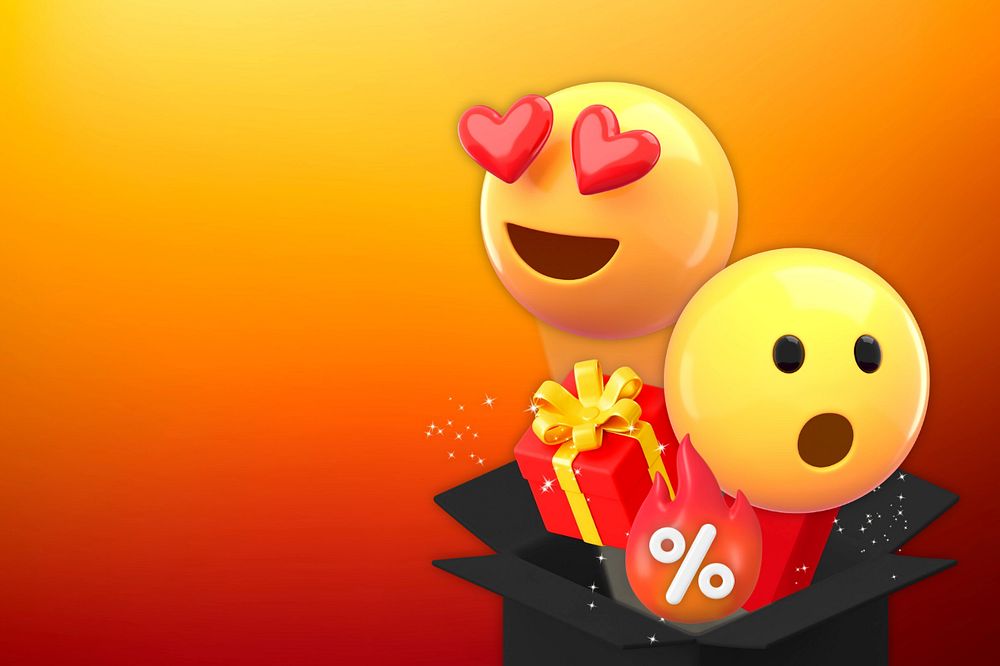 Shopping reward emoticons background orange gradient design