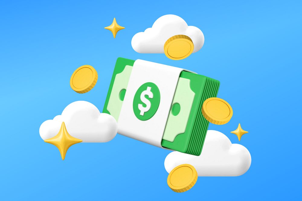 3D money background, cute finance concept, editable design