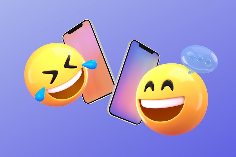 Happy emoticons talking on the phone, editable design