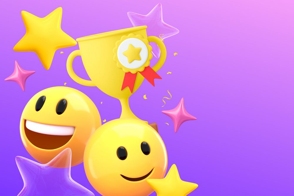 3D trophy emoticon background, trophy illustration