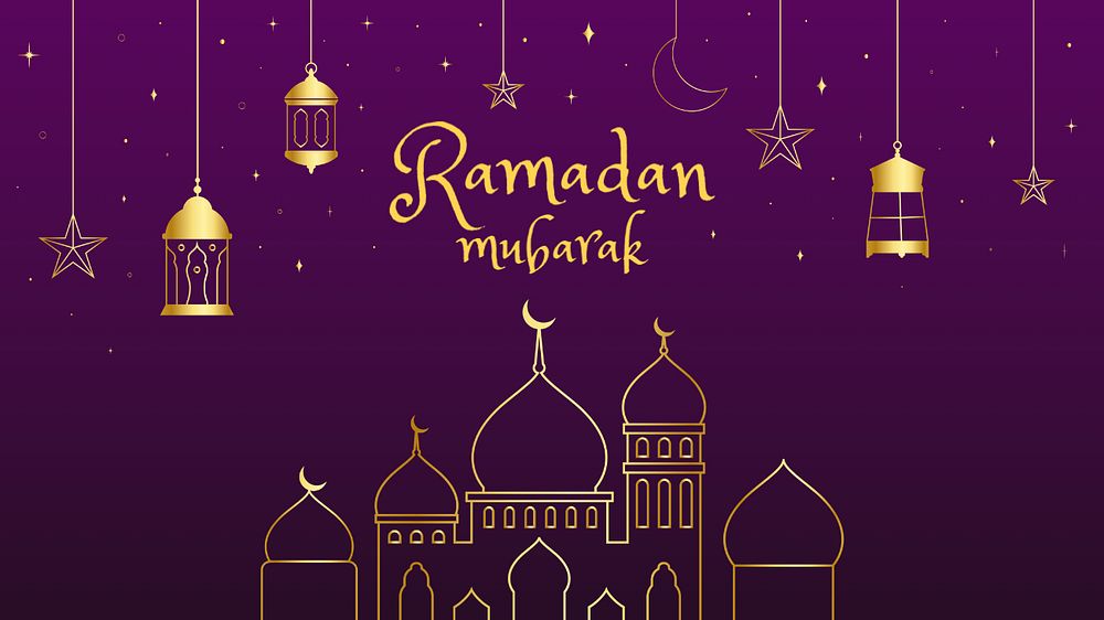 Ramadan mubarak blog banner template, editable text