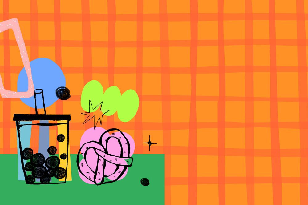 Bubble tea doodle background, editable design