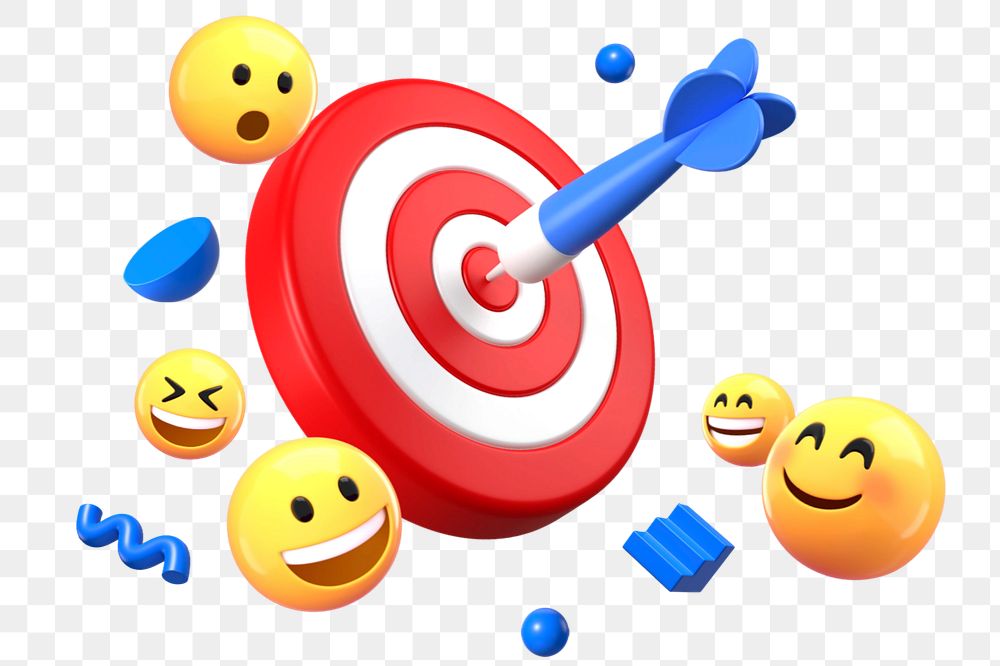 Dart hitting target, happy emoticons business remix, editable design