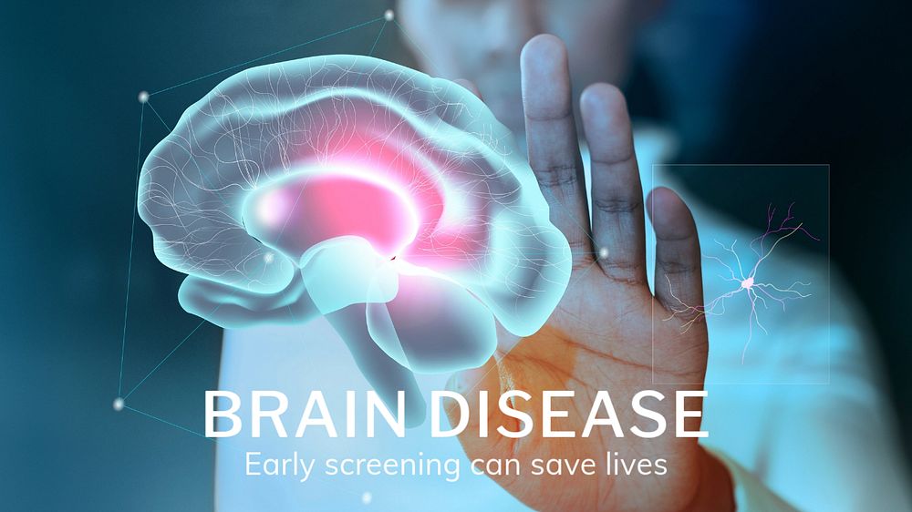 Brain disease blog banner template, editable medical technology design