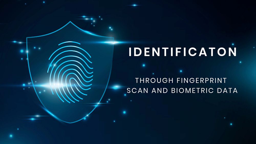 Fingerprint scan technology presentation template, editable biometrics identification