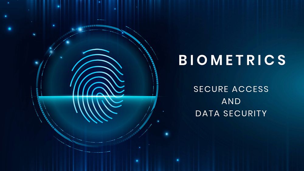 Biometrics technology blog banner template, editable fingerprint scan security