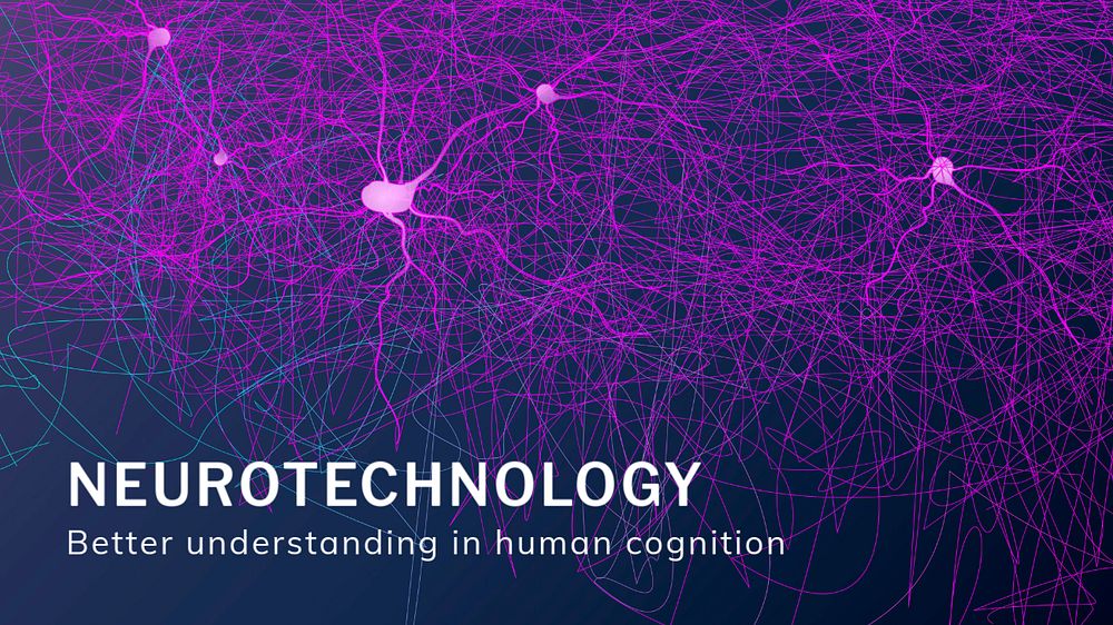 Neurotechnology healthcare blog banner template, editable medical technology design