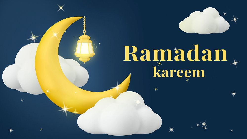 Ramadan kareem YouTube thumbnail template, 3D editable design