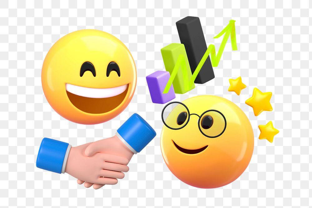 Business partnership handshake, 3D emoticons remix, editable design