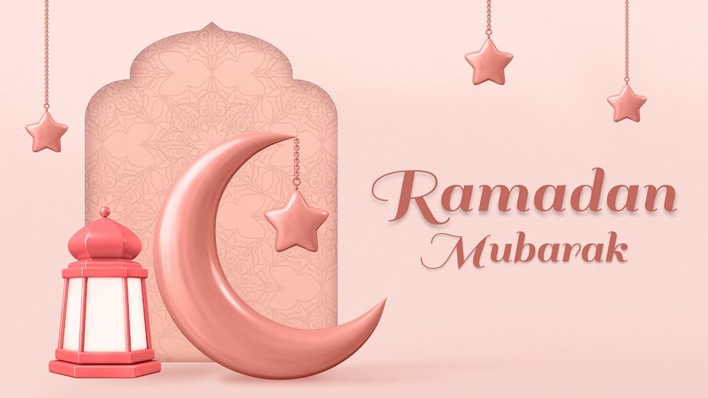 Ramadan mubarak YouTube thumbnail template, 3D editable design