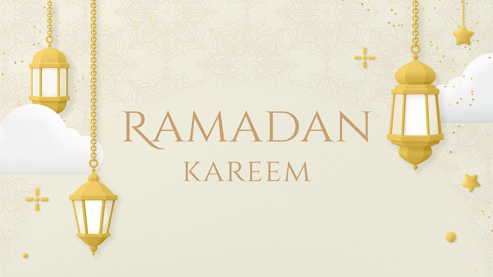 Ramadan kareem YouTube thumbnail template, 3D editable design