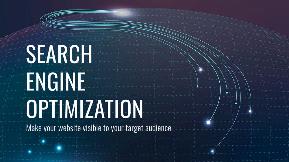 Search engine optimization presentation template, editable grid globe technology design