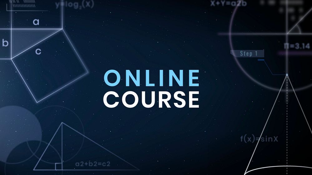 Online class blog banner template, editable dark blue design