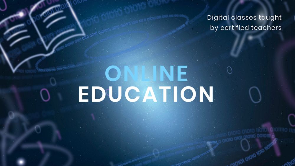 Education technology blog banner template, editable dark blue design