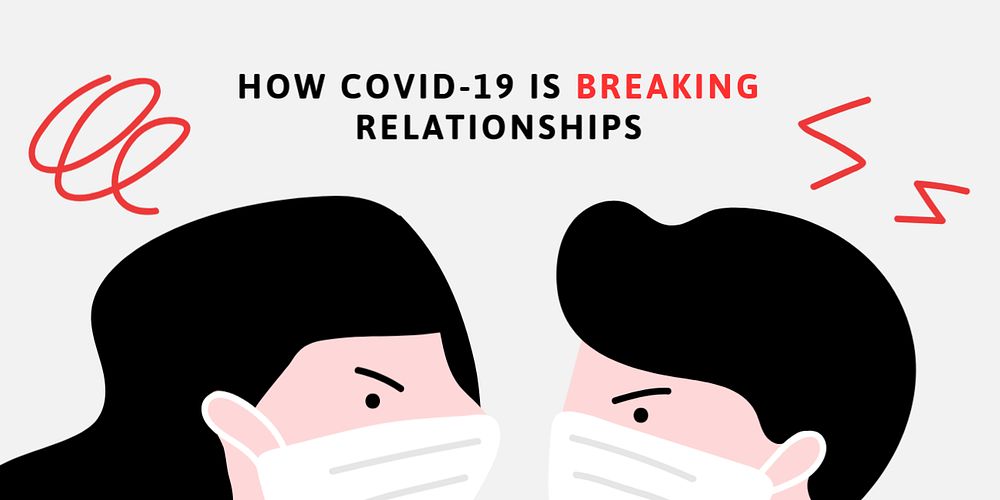 Covid relationship Twitter ad template, editable text & design 