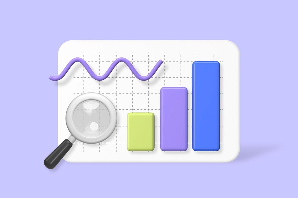 Search data, purple background, customizable 3D graphic remix design