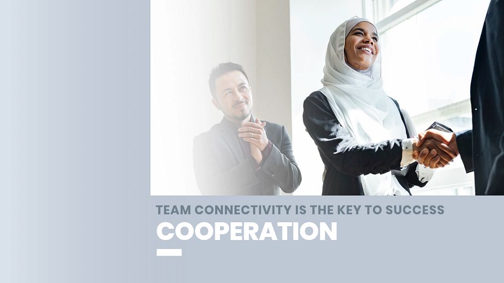 Muslim businesswoman PowerPoint presentation template, editable design