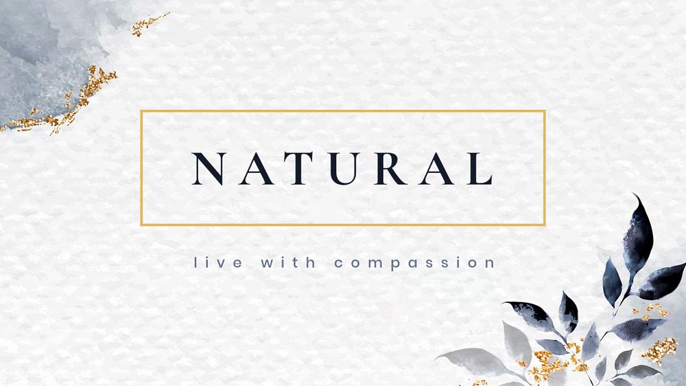 Watercolor leaf Facebook cover template, paper texture editable design