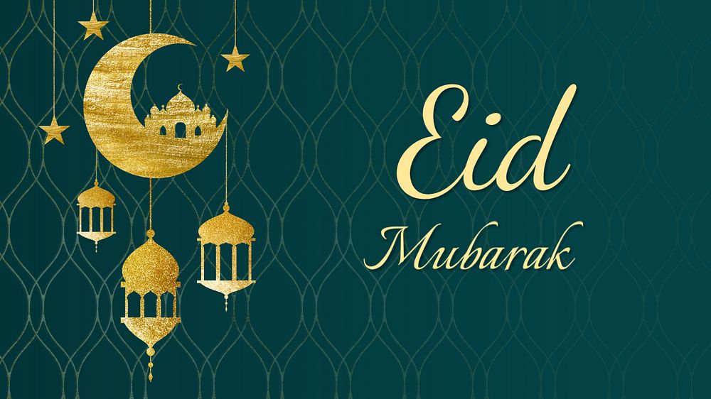 Eid Mubarak blog banner template, editable Islamic design