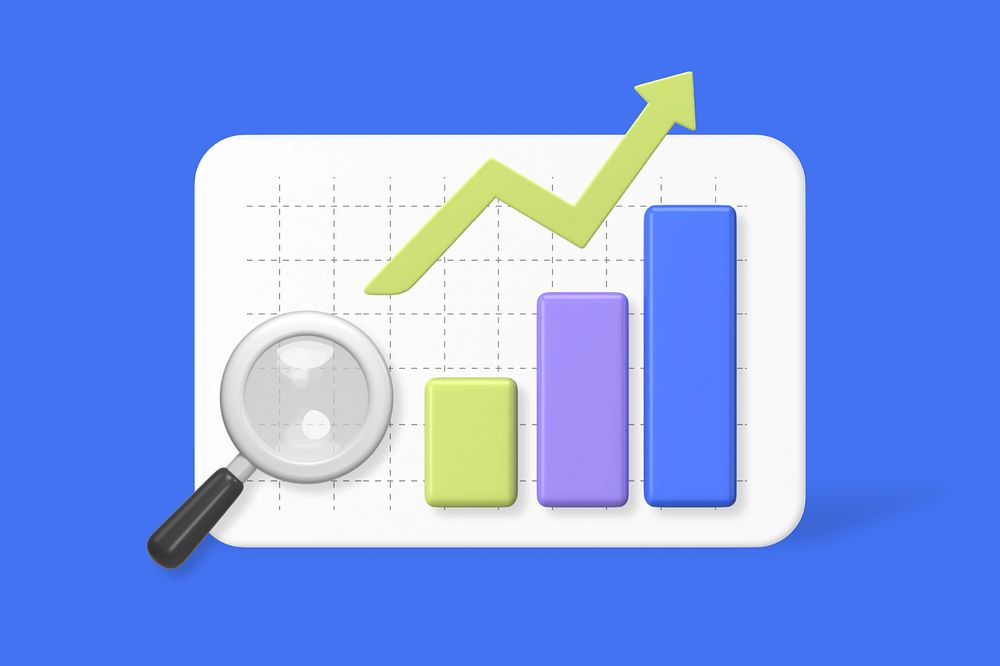 SEO analytics, blue background, customizable 3D graphic remix design